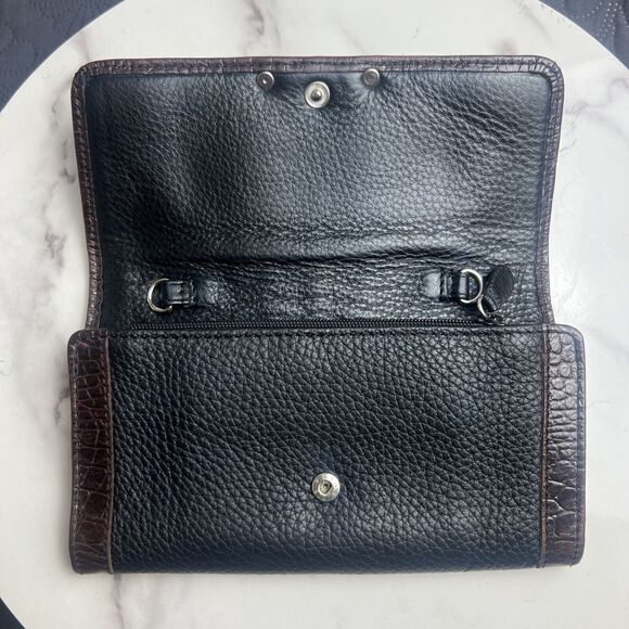 Vintage Brighton Genuine Leather Black & Brown Wallet/Cross Body Clutch Bag Used - Picture 4 of 11